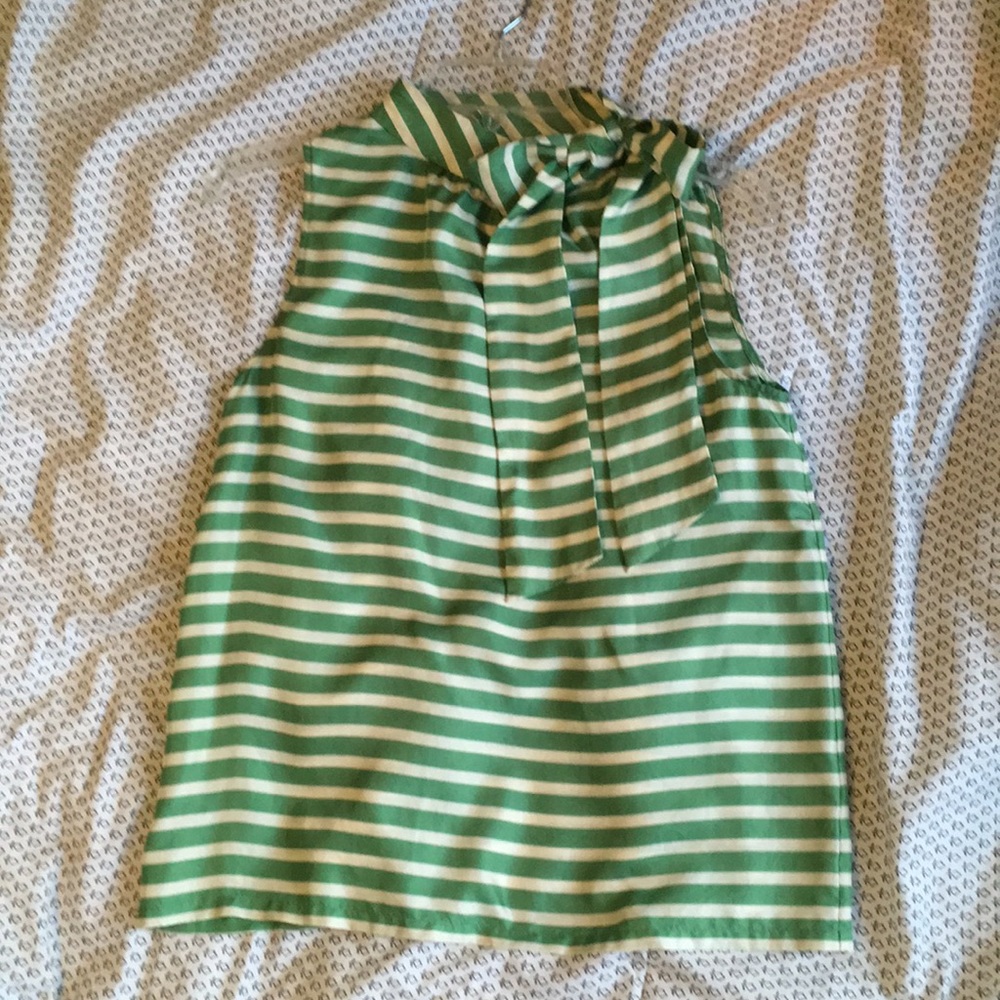 Anthropologie silk striped shirt with tie